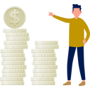 پیش‌نمایش فایل boy-with-dollar-coins-stack-11860826 از پک حقوق ماهیانه، روز پرداخت