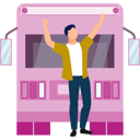 پیش‌نمایش فایل boy-dancing-on-bus-arrival-11881911 از پک اتوبوس مسافرتی