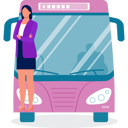 پیش‌نمایش فایل bus-hostess-standing-with-bus-11881997 از پک اتوبوس مسافرتی
