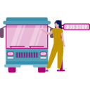 پیش‌نمایش فایل girl-telling-about-bus-stop-11881943 از پک اتوبوس مسافرتی