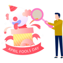 پیش‌نمایش فایل boy-holding-magnifier-seeing-on-clown-box-11855505 از پک اول آوریل و شوخی