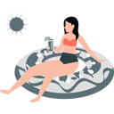 پیش‌نمایش فایل woman-sitting-on-swimming-ring-and-enjoying-drink-11933540 از پک آب و هوا