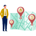 پیش‌نمایش فایل boy-searching-locations-from-map-11881717 از پک برنامه مسیریابی