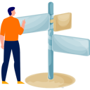 پیش‌نمایش فایل boy-taking-help-from-guidepost-sign-boards-11881722 از پک برنامه مسیریابی
