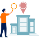 پیش‌نمایش فایل boy-using-search-glass-for-finding-home-location-11881732 از پک برنامه مسیریابی