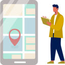 پیش‌نمایش فایل boy-using-tablet-for-showing-location-pin-11881730 از پک برنامه مسیریابی