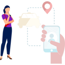 پیش‌نمایش فایل girl-checking-cab-location-on-her-mobile-11881686 از پک برنامه مسیریابی