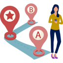 پیش‌نمایش فایل girl-checking-pins-on-map-11881708 از پک برنامه مسیریابی