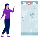 پیش‌نمایش فایل girl-displays-map-navigations-11881696 از پک برنامه مسیریابی