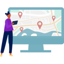 پیش‌نمایش فایل girl-looking-location-pins-on-monitor-11881731 از پک برنامه مسیریابی