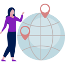 پیش‌نمایش فایل girl-presenting-world-navigation-pins-11881746 از پک برنامه مسیریابی