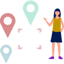 پیش‌نمایش فایل girl-presents-geolocation-with-pins-11881721 از پک برنامه مسیریابی
