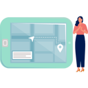 پیش‌نمایش فایل girl-see-her-location-on-navigation-map-11881723 از پک برنامه مسیریابی