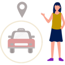 پیش‌نمایش فایل girl-showing-taxi-location-11881670 از پک برنامه مسیریابی