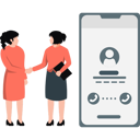 پیش‌نمایش فایل two-girls-shaking-hands-and-talking-about-call-11887534 از پک ارتباطات کسب‌وکار