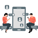 پیش‌نمایش فایل two-people-chatting-on-mobile-11887564 از پک ارتباطات کسب‌وکار