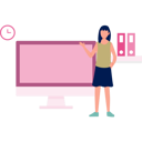 پیش‌نمایش فایل young-girl-standing-in-front-of-monitor-and-files-11931246 از پک ایستگاه کاری
