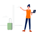 پیش‌نمایش فایل girl-using-laptop-standing-nearby-the-baggage-11859182 از پک ورود