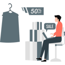 پیش‌نمایش فایل male-seller-offers-fifty-percent-off-price-11992182 از پک تخفیف
