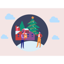پیش‌نمایش فایل boy-giving-christmas-gift-to-girl-12072093 از پک کریسمس