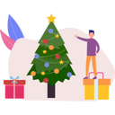 پیش‌نمایش فایل boy-standing-on-gift-box-and-pointing-at-tree-12072092 از پک کریسمس
