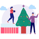 پیش‌نمایش فایل decorators-decorating-tree-12072084 از پک کریسمس