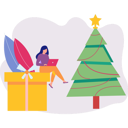 پیش‌نمایش فایل girl-working-on-christmas-day-12072083 از پک کریسمس