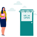 پیش‌نمایش فایل girl-displaying-open-shops-board-12055521 از پک بسته