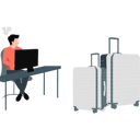 پیش‌نمایش فایل male-employee-making-traveling-plan-12234401 از پک تور کاری