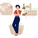 پیش‌نمایش فایل the-girl-is-thinking-about-fruit-drink-12893542 از پک خرید خواربار
