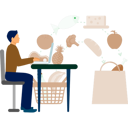 پیش‌نمایش فایل the-man-is-checking-food-online-12893516 از پک خرید خواربار