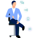 پیش‌نمایش فایل businessman-siting-on-chair-looking-company-feedback-12893200 از پک داده‌های مدیریت ارتباط با مشتری