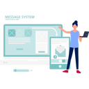 پیش‌نمایش فایل woman-explaining-message-system-on-screen-12893194 از پک داده‌های مدیریت ارتباط با مشتری
