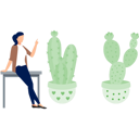 پیش‌نمایش فایل girl-sitting-on-table-pointing-green-plant-13009998 از پک کاکتوس