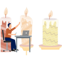 پیش‌نمایش فایل man-working-beside-burning-candle-13010262 از پک شمع
