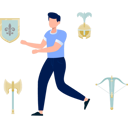 پیش‌نمایش فایل boy-running-toward-safety-shield-13057246 از پک شمشیر، زره شوالیه، سلاح‌ها