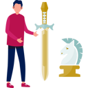 پیش‌نمایش فایل boy-showing-swords-13057239 از پک شمشیر، زره شوالیه، سلاح‌ها