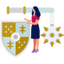 پیش‌نمایش فایل girl-pointing-at-heraldic-symbol-13057218 از پک شمشیر، زره شوالیه، سلاح‌ها
