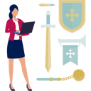 پیش‌نمایش فایل girl-telling-about-sword-13057234 از پک شمشیر، زره شوالیه، سلاح‌ها