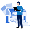 پیش‌نمایش فایل man-printing-paper-on-industrial-printer-13057111 از پک صنعت چاپ