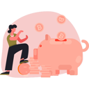 پیش‌نمایش فایل woman-collecting-coins-in-piggy-bank-13685200 از پک ارز دیجیتال