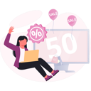 پیش‌نمایش فایل woman-checking-50-percentage-off-sale-13748838 از پک فروش و تخفیف‌های ویژه