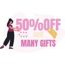 پیش‌نمایش فایل woman-doing-50-percentage-offer-on-many-gift-13748768 از پک فروش و تخفیف‌های ویژه