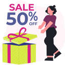 پیش‌نمایش فایل woman-getting-sale-gift-13748806 از پک فروش و تخفیف‌های ویژه