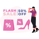 پیش‌نمایش فایل woman-looking-flash-50-percentage-sale-13748791 از پک فروش و تخفیف‌های ویژه