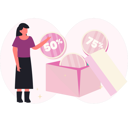 پیش‌نمایش فایل woman-opening-discount-box-13748796 از پک فروش و تخفیف‌های ویژه