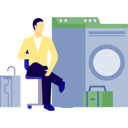 پیش‌نمایش فایل man-sitting-on-chair-looking-laundry-machine-14326943 از پک ماشین لباس‌شویی
