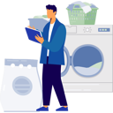 پیش‌نمایش فایل man-pointing-laundry-service-14326997 از پک ماشین لباس‌شویی