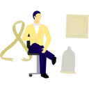 پیش‌نمایش فایل man-sitting-on-chair-and-looking-condom-packet-14327106 از پک روز جهانی ایدز