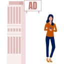 پیش‌نمایش فایل the-girl-is-standing-near-public-board-12860475 از پک تابلوهای تبلیغاتی